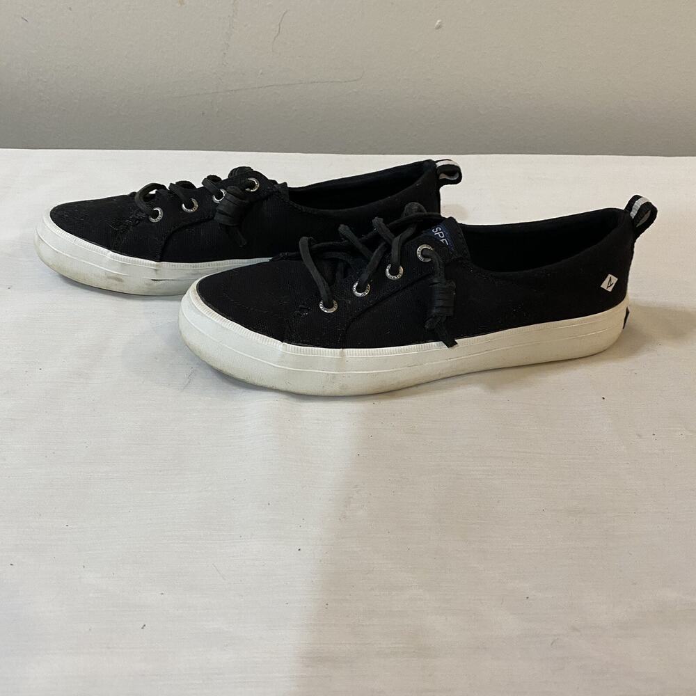 SPERRY TOPSIDERS CANVAS SNEAKERS SIZE 6.5 STS99251 BLACK